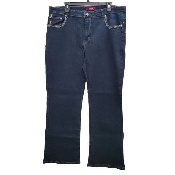 Jeanbay Woman's Super Stretch Dark‎ Wash Denim Bootcut Jeans Plus Size 22W - Picture 1 of 6
